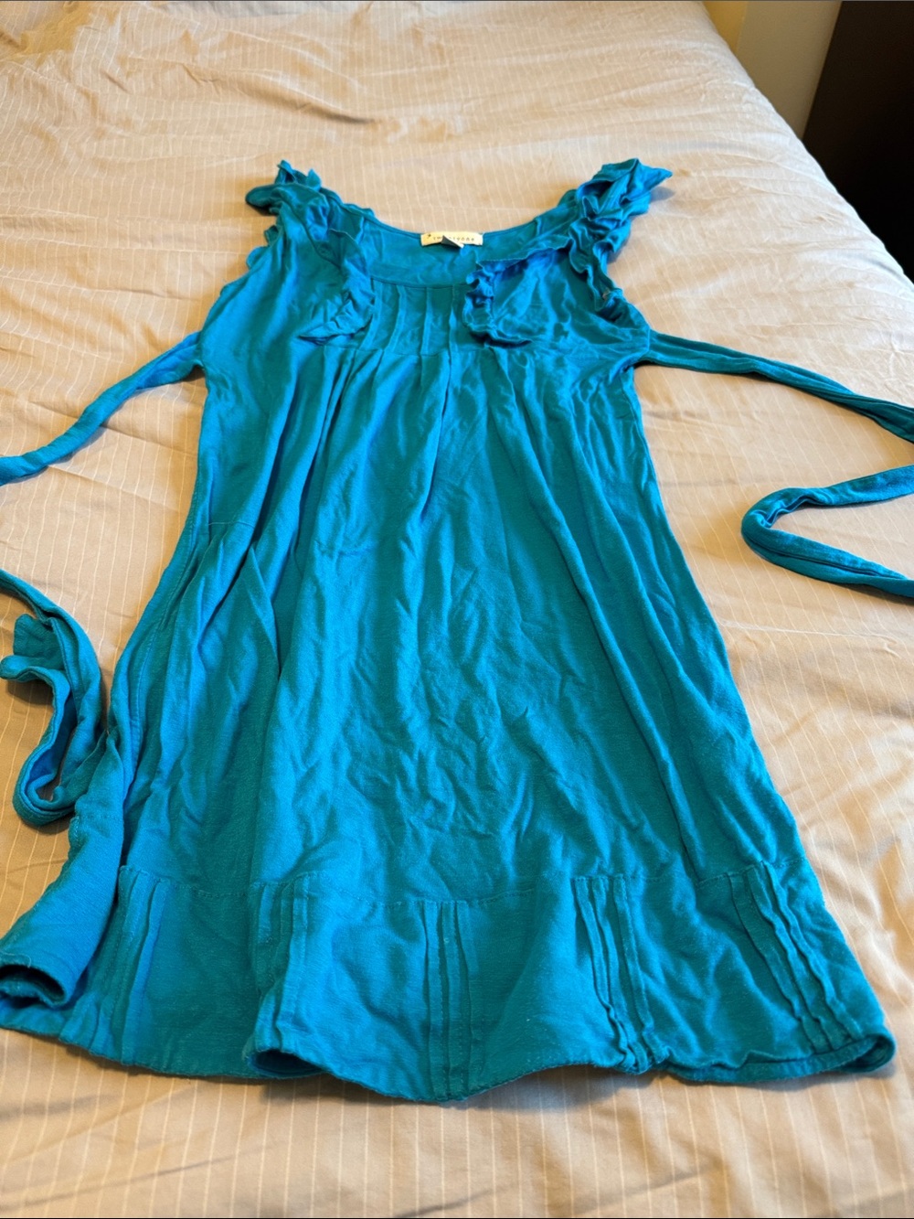 Forever 21 Teal Ruffle-Shoulder Mini Dress